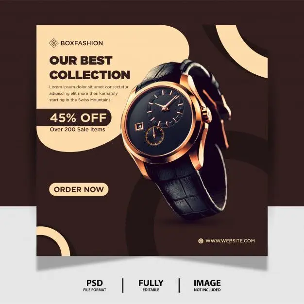 Premium PSD _ Chocolate color Watch Brand Product Social Media Post Banner